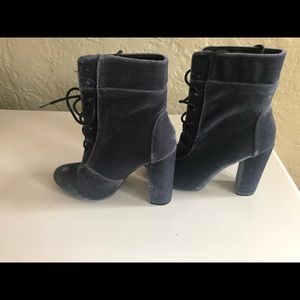 Light Blue Velvet Booties